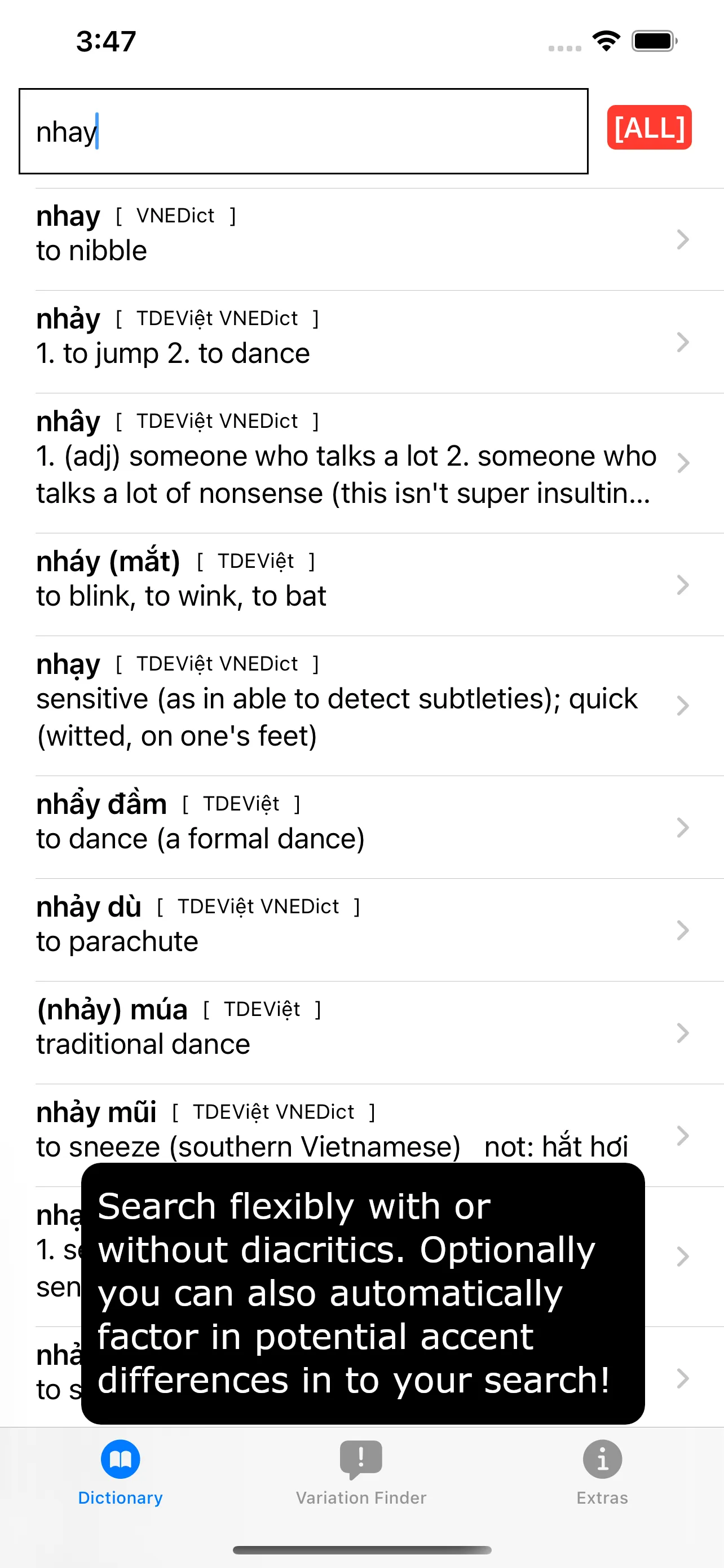 Search view