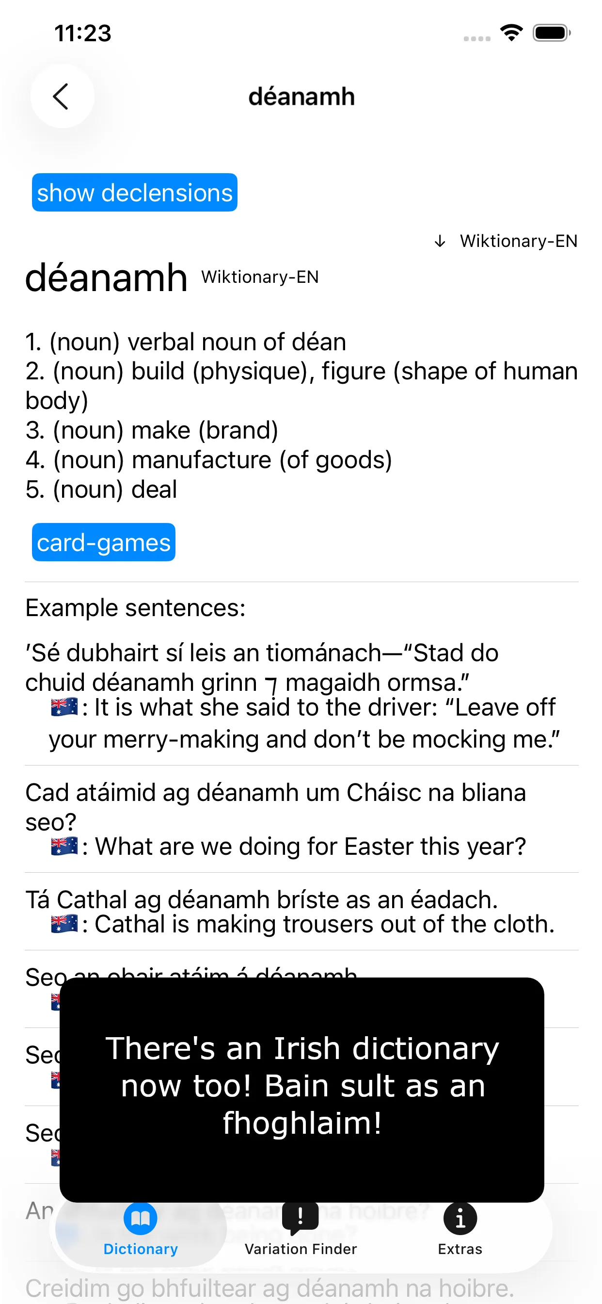 Irish dictionary